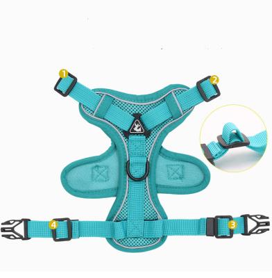 China Quick Release Vest Dog Harness Leash Pattern Set Lightweight Reflective Breathable Mesh Strap Vest Collar Rope Dog Leash for sale