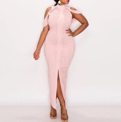 China 2021 Breathable Trendy Ladies Wear Maxi Fashion Pink Plus Size Women Dresses for sale