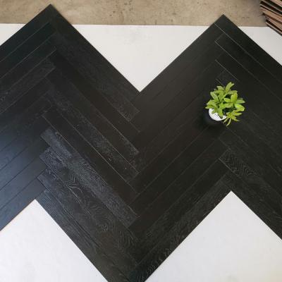 China Modern Black PU Color Oak Parquet Engineered Lacquered Wood Flooring for sale