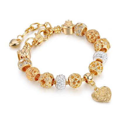 China CLASSIC new 2020 Europe and America gold plated Crystal Bracelet DIY alloy heart-shaped beaded bracelet for sale