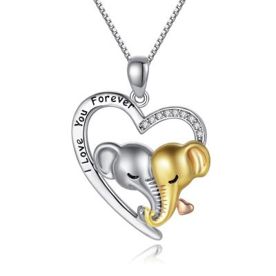 China CLASSIC Fashion Heart Shape I Love You Forever Elephant Pendant 925 Sterling Silver Necklace Jewelry for sale