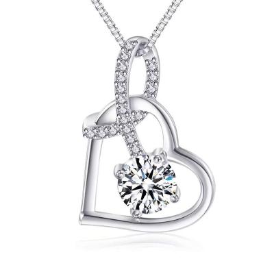 China CLASSIC Trendy Geometric Diamond Pendant 925 Sterling Silver Necklace Jewelry for sale