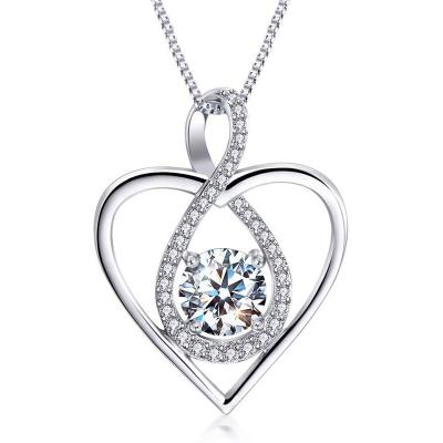 China BOHEMIA Fashion Heart Shaped Diamond Pendant 925 Sterling Silver Necklace Jewelry for sale