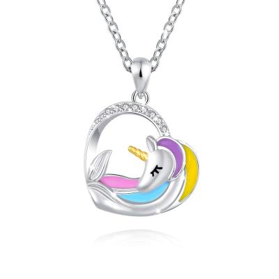 China Creative CLASSIC Unicorn Pendant 925 Sterling Silver Necklace Jewelry Sleep Birthday Gift for sale