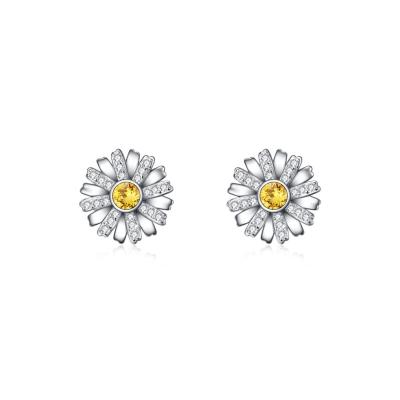 China Fashion CLASSIC Diamond Chrysanthemum Stud Earrings for Women 925 Sterling Silver Jewelry for sale