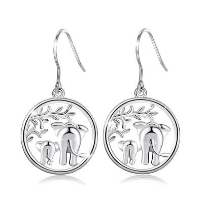 China CLASSIC Fashion Mother and Elephant Tree 925 Sterling Silver Drop Dangle Earrings from Kid's Life for sale