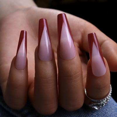 China New Arrive Wearable Nails OEM Ballerina French Press On Nails Leopard Pearl Press On Nails Artificial Nails Art For Women for sale