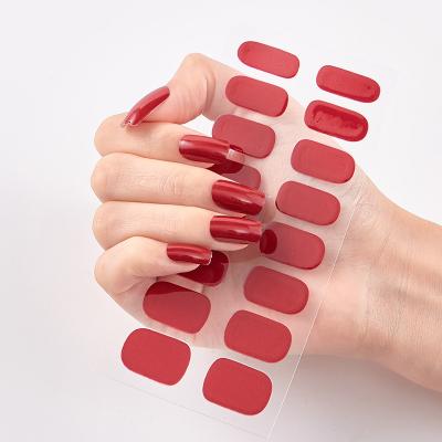 China Design Wholesale Custom Design Cured Gel Nail Sticker Press On Nail Art Polish Wrap Strips 2023 Nails Without Lamp for sale