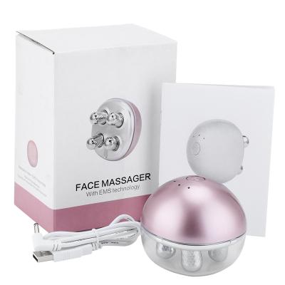 China Mini EMS Massager Current Micro Face Lifting Face Lift Tightening Beauty Skin Rejuvenation Product Facial Roller Massager Device for sale