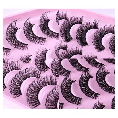 China 20 Pairs 3D Mink Eyelashes Natural False Eyelashes Chemical Fiber Lashes Wholesale False Eyelashes Strip Soft Full Extension Makeup for sale