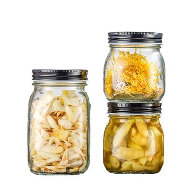 China Viable Can Be Stored Empty Round Glass Storage Jar 300ml 1000ml Airtight Pickle Canned Fruit Food Jam Honey Glass Jar Container With Lid for sale