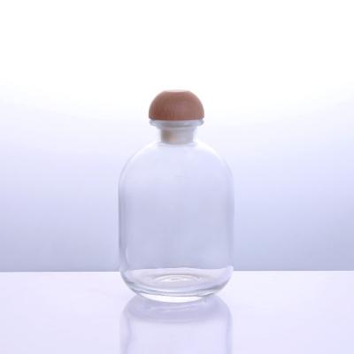 China Brandy Empty Calvados Container 350ml Glass Wine Packaging Bottle Luxury Liquor Cocktail Round Beverage Kirs With Cork Wholesale for sale