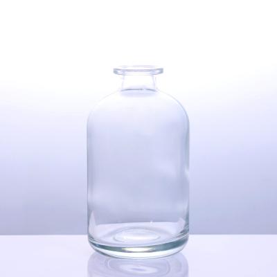 China Unique Beverage Flint 250ml 500ml Liquor Glass Wine Bottle Frosting With Cork Stopper for sale