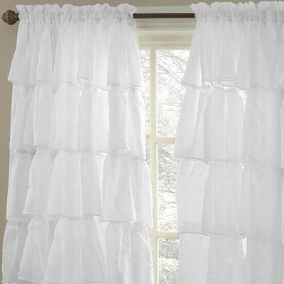 China Fashionable Decoration Polyester Beauty Cake Curtain Ruffled Voile Organza Curtain Lace for sale