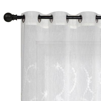 China Wholesale ready made pure flower embroidered organza fabric curtain decoration polyester curtains for sale