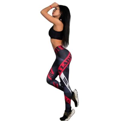 China Letter Print Breathable Yoga Pants Women Yoga Leggings Nine Point Hip-Lifting Leggings Printed for sale