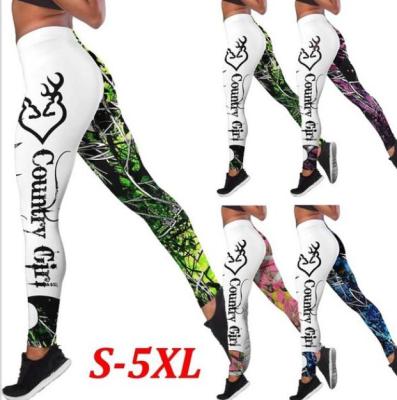 China Letter Print Womens Yoga Sports Buttocks Breathable Fitness Leggings for sale