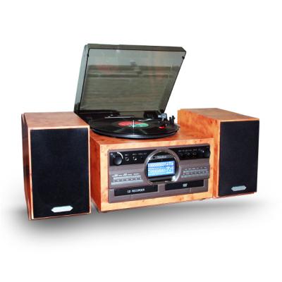 China AM/FM Radio CD/DVD Player Retro Turntable Cassette Player AM FM Player Wooden Vintage Turntable Player Radio CD/DVD Record Player Cassette Player With Speakers -external stereo speakers for sale