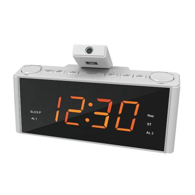 China Retro Dual AM FM Alarm Clock Built-in Dual Speaker 1.2 Mono Speaker Amber Alarm Clock AM FM Radio for sale