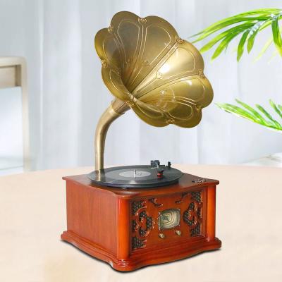 China Retro Leetac FM USB Bluetooth SD Turntable All in One Nostalgic Vintage Phonograph Record Player for sale