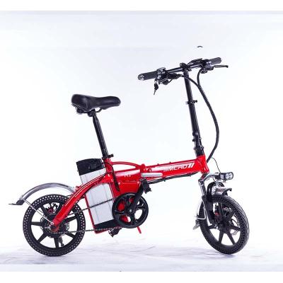 China Aluminum alloy small 14 inch mini city driving foldable electric bicycle with large capacity lithium battery for sale