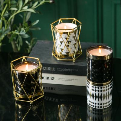 China Custom Made Corrosion Resistance Ceramic Candle Holder No Chandelier Candlestick Porcelain Wholesale Candle Jars For Home Decor Wedding for sale