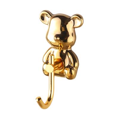 China Durable Strong Adhesive Door Wall Hanger Hooks Suction Heavy Load Wall Storage Sucker Bathroom Kitchen Ceramic Bear Wall Hook for sale