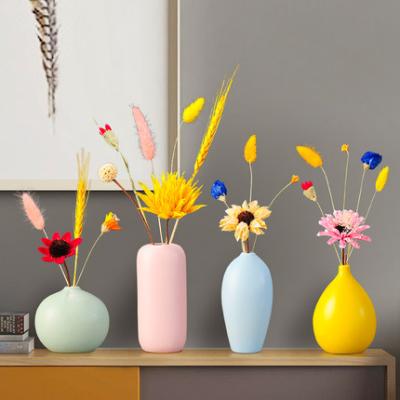 China Modern Nordic Creative Home Decoration Mini Gift Corrosion Resistance Custom Style Ceramic Vase With Artificial Flowers for sale