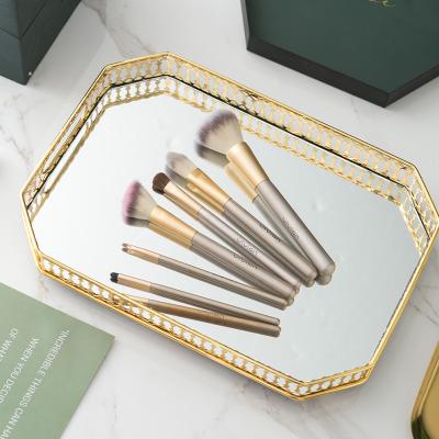 China Wholesale Corrosion Resistance Vanity Gold Metal Glass Mirror Serving Tray for sale