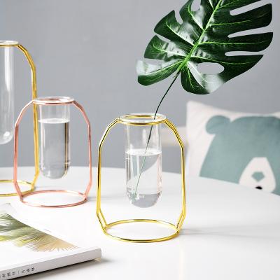 China Minimalist Corrosion Resistance Decorative Glass Metal Clear Glass Tube Test Tube Vases for sale