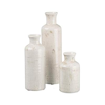 China Corrosion Resistance Ceramic Vase Set - Rustic Home Decor of 3 Modern Small Vases Farmhouse for sale