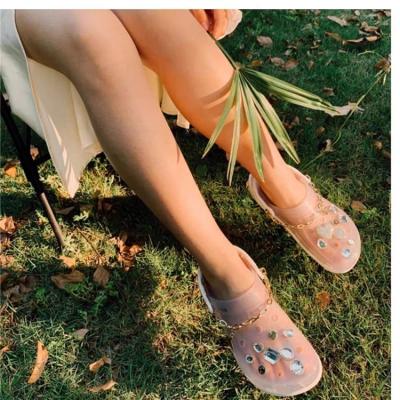 China Damping 2021 Comfortable Thick-soled Sandals New Faux Stone Hole Sandals Outdoor Slippers Ladies Jelly Casual Beach Shoes Summer for sale