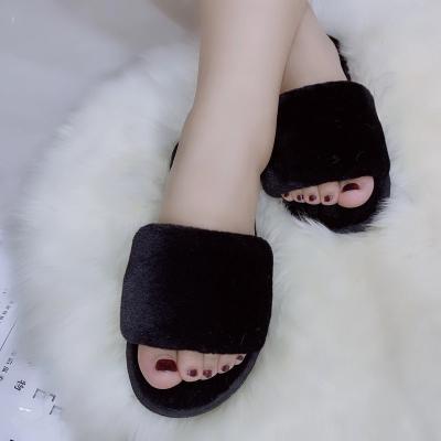 China Cushioning Comfortable Cushion Shoes Ladies Faux Fur Slippers Comfortable Open Toe House Slip On Slippers Scuff Shoes With Non Slip Soles Lightweight for sale