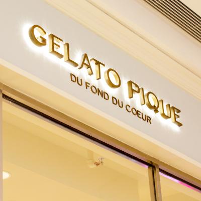 China Lower Front Signage Customs Lead Luminous Backlit Signage Gold Business Gold Logo Shop Consumer Stainless Steel Channel Letters Store for sale