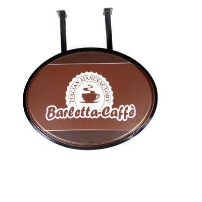 China Indoor Coffee Cake Shop Hanging Outdoor Double Side Round Led Light Box Sign for sale