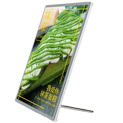 China Indoor ultra thin menu board price table tempered glass photo frame advertising led light box for sale