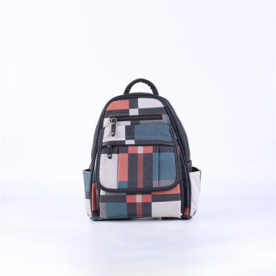 China 2021 Retro New Pattern Plaid Water Repellent Backpack PU Leather Casual Single Bag Classic Travel Rucksack Small Small for sale