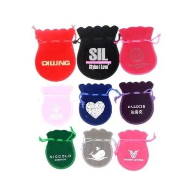 China Double Sided Promotion Velvet Squash Jewelry Pouch Drawstring Package Mouth Gift Bags Pile Bag Gift Bag for sale