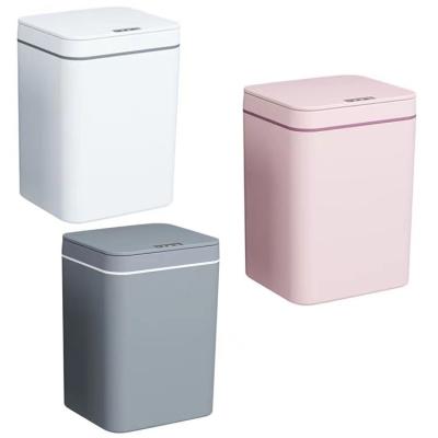 China New workable smart touchless automatic sensor dustbin 14L 16L capacity 30cm sensor trash can with led light for home for sale