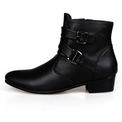 China Anti-Slippery High Heel Pointed Toe Buckle Strap Ankle Boots Running Shoes For Men Boots for sale