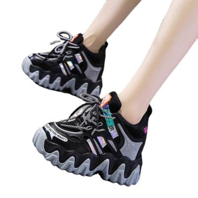 China New 2021 fashion trend casual shoes women's soft thick bottom roll sports shoes within 11cm high for sale