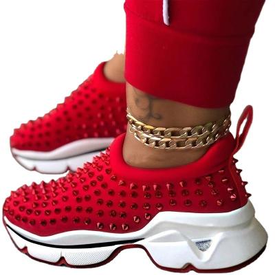 China Fashion trend foreign trade shoes casual flat bottom rivet single sports large flying mesh woven shoes for sale