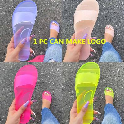 China Custom LOGO Anti-slip Jelly Sandals 2021 Summer Women Sandals Shoes Ladies Beach Vacation Outdoor Slides Freeze Sandals Flats for sale