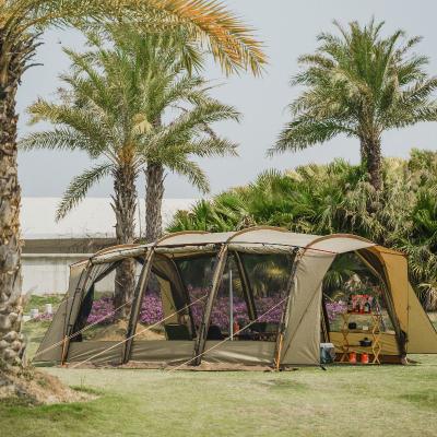 China Customized large size prevent team tent multi-person heavy rain camping tunnel tent one-bedroom and two-living tent for sale