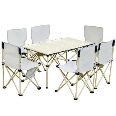 China 4-6person Camping Aluminum Alloy Party Equipment Combination Camping Folding Table And Chair for sale