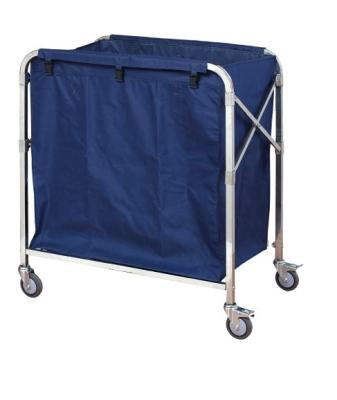 China Thick Cloth Hotel/Restaurant/Kitchen Household Laundry Blue Stainless Steel Utility Cart Folding Dirty Clothes Collection Trolley for sale