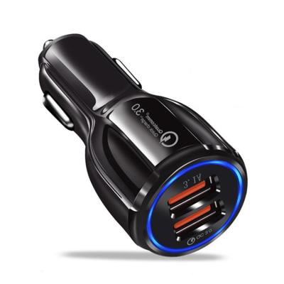 China QC3.0 Mobile Phone Fast Charging Dual USB 2 Car Charger Adapter For iPhone For Samsung For Smart Phone for sale