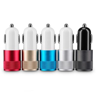 China 2A+1A Output 2usb Car Charger Real 2A+1A Output 2usb Car Dual Metal Dual USB Car Promotion Gift Adapter Phone Car Phone Charger for sale