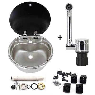 China With Faucet Motorhome Stainless Steel Sink Lavatory Round Single Bowl for sale