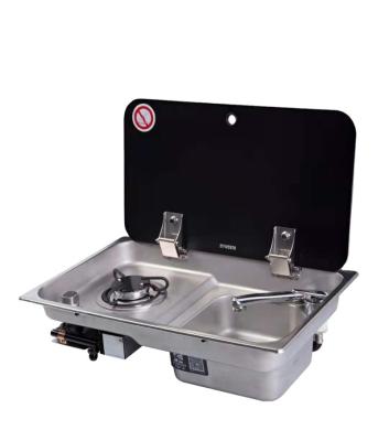 China With Faucet RV Caravan Motorhome Stainless Steel Sink With Deep Drawn Gas Cooker Stove One Burner Gas Stove Sink for sale